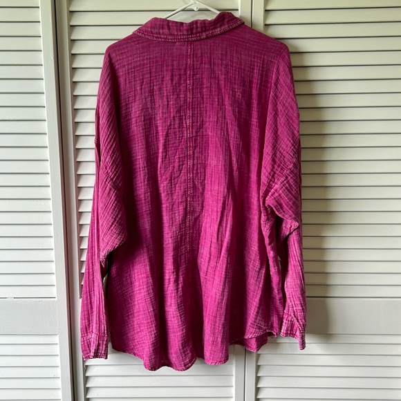 NWT Electric & Rose Farrah Oversized Gauze Shirt Pink Large - Picture 2 of 10